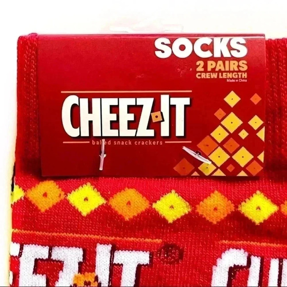 Cheez-It Crackers Novelty Crew Socks Cheez It Cheezits Mens size large - Picture 2 of 7